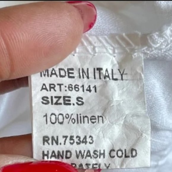 LUNGO L'ARNO | White Linen Sleeveless Top Sz S - Picture 2 of 9